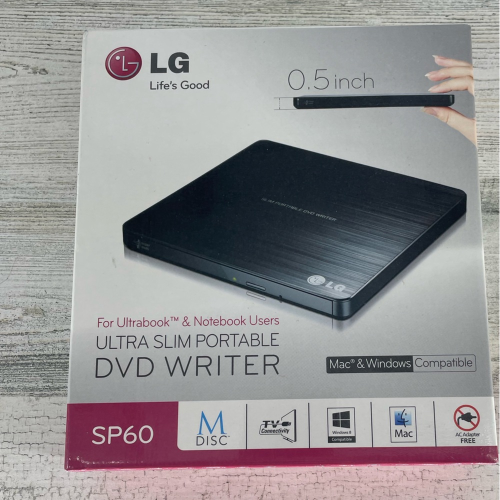 LG Ultra Slim Portable DVD Writer SP60  M-Disc Windows And Mac Compatible NIB